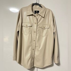 NWOT X REVOLVE House of Harlow 1960 Faux Leather Button-Up Shirt Jacket, Size M